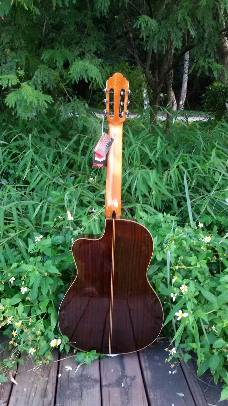 Guitarra Española eléctrica hecha a mano de 39 pulgadas, guitarra acústica de Cedro sólido de vendemia/palisandro + cuerdas, guitarra clásica
