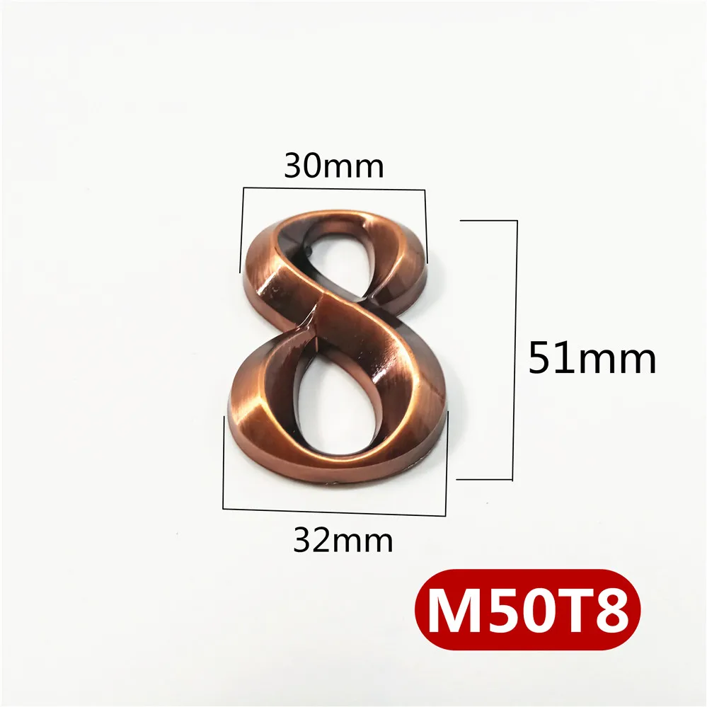 Two Digits ABS Plastic Imitation Metal Bronze House Number Custom Sign Door Number Sticker For Hotel Apartment Door Plate