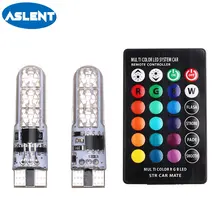 Buy Aslent T10 Led W5W 194 Car Light Bulbs Red Bule Yellow RGB With Remote Control Strobe led Turn Signal Lights License Plate Light Free Shipping