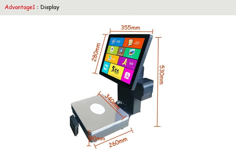Новейший розничный магазин весы с сенсорным экраном POS и встроенным 58 мм термопринтером для супермаркета или фруктового магазина