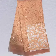Item No.SSN21 pretty paterrn african tulle lace fabric with sequins for wedding dress ON SALE
