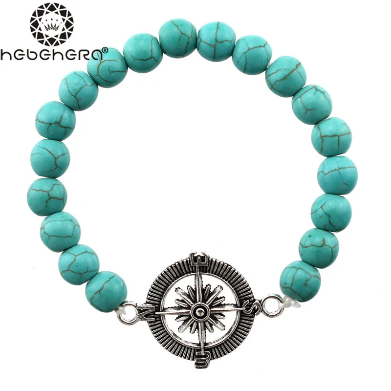 Buddha pulseras mujer Lava Stone Yoga Compass Bracelet Onyx beads men