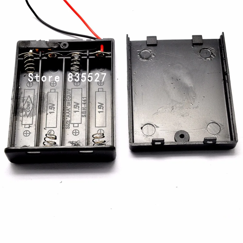 

10pcs/lot 6 Volt battery Holder Four AAA Battery Box Case With ON / OFF power switch and cover 4 x AAA Black omniseal