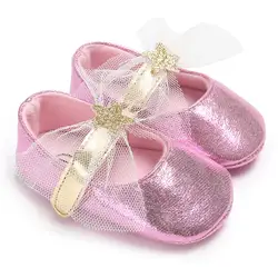 Довольно партии бант принцессы для маленьких девочек Мокасины светящиеся для новорожденных первые ходоки для девочек обувь