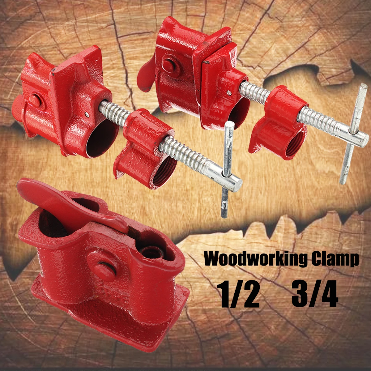 

Woodworking 1/2 Inch 3/4 Inch Pipe Clamp Woodworking Heavy Duty Quick Release T Handle Fixture Carpenter Clamping ClampsTools