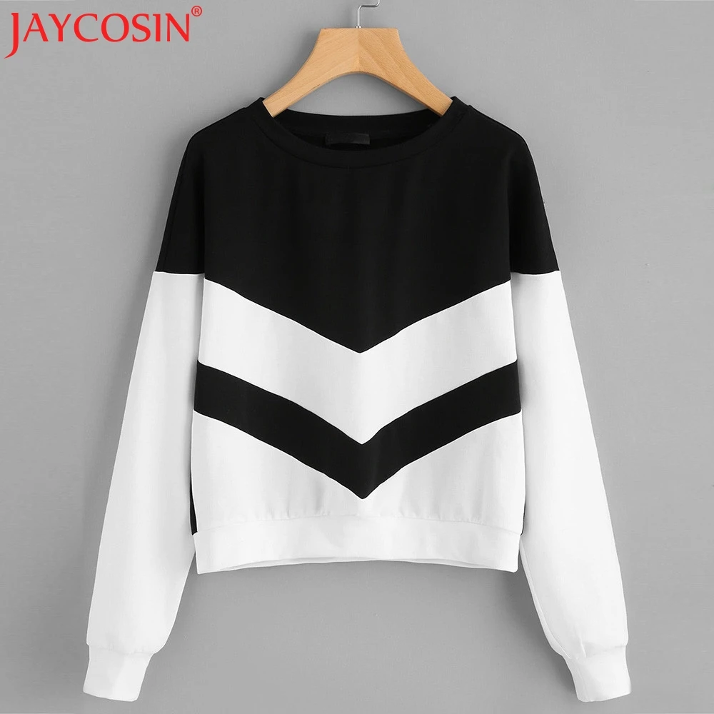 JAYCOSIN 2018 Для женщин толстовка s плюс Размеры укороченный топ с длинным рукавом из