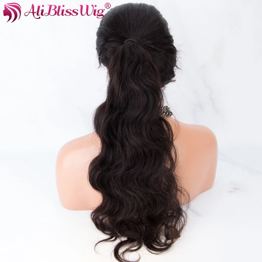 AliBlissWig Pre Plucked Lace Front Human Hair Wigs With Baby Hair Brazilian Remy Medium Cap Medium Brown Body Wave  (2)