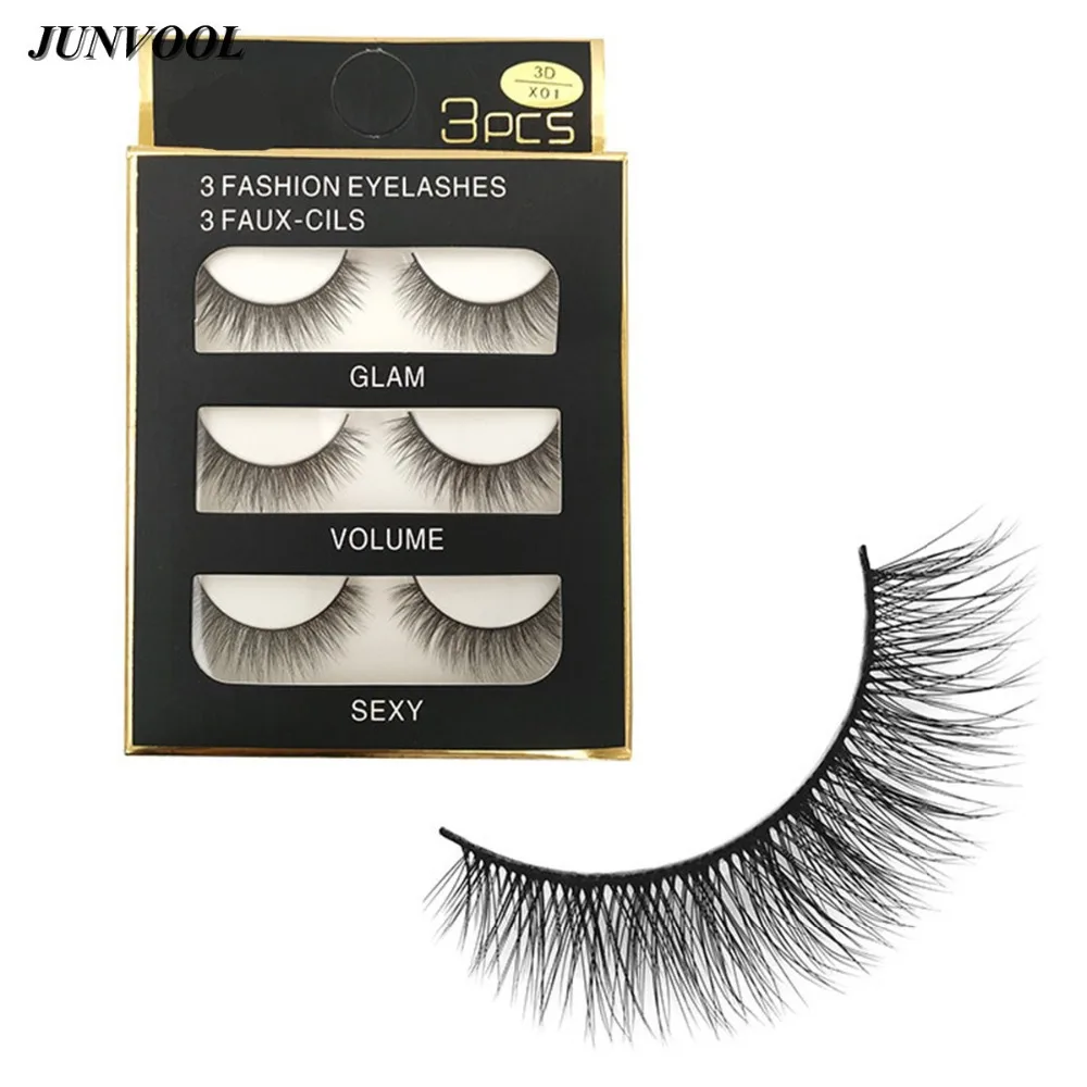 3 Pairs 3D Long Natural Thick Handmade Fake False Eyelashes Eye Lashes Fluffy St Gift for Health /& Beauty