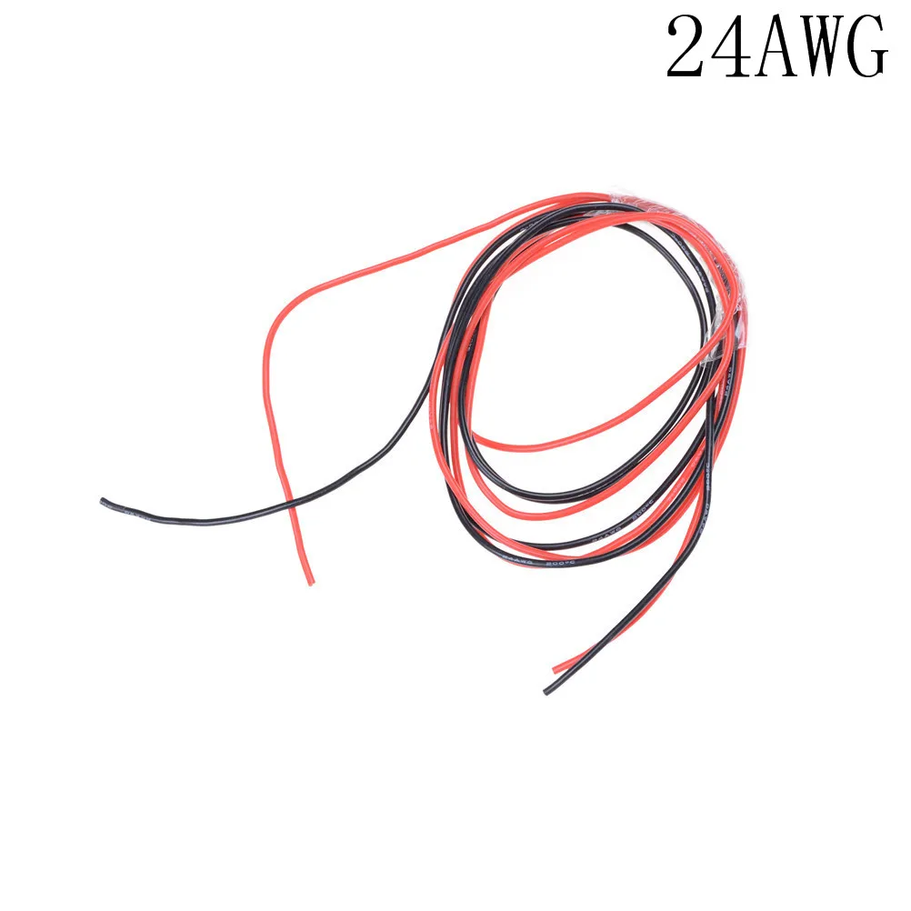 1 метр Черный + красные силиконовые провода 12AWG 14AWG 16AWG 22AWG 24AWG термостойкий мягкий