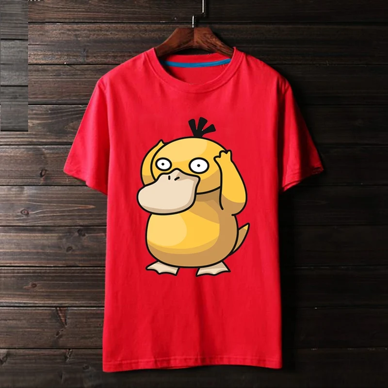 

2018 Cute Anime Duck Pokemon Psyduck 3D Print Animal Unisex 100% Cotton Men T-shirt Comfortable Homme Loose Teens Cloth