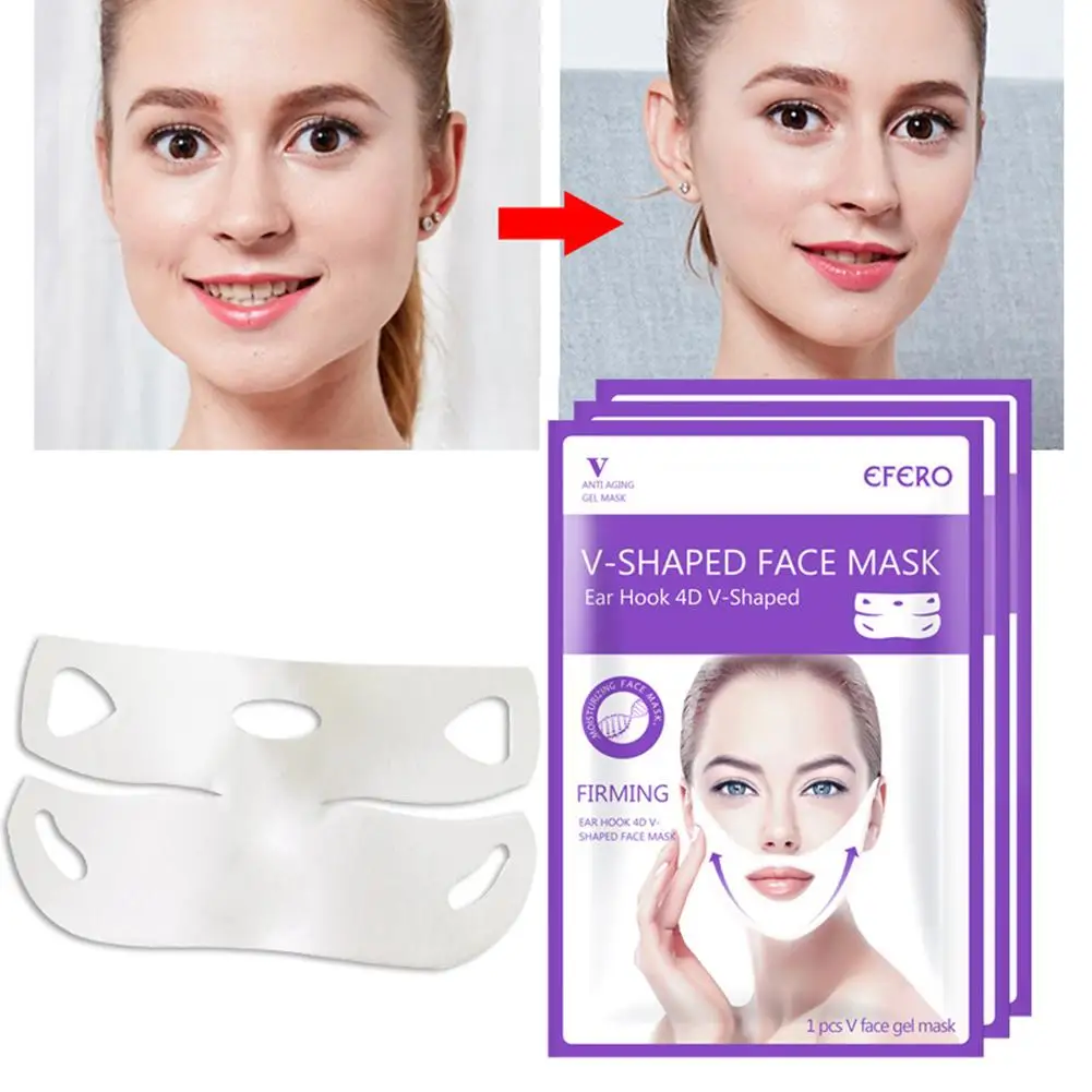 4D Double V Face Shape Tension Firming Mask Paper Slimming Face Lifting Mask Firming Thin Masseter 4