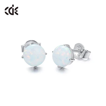 

CDE Opal Brincos 925 Sterling Silver Earrings For Women Round Earrings Cute Opal Beads Ball Bijoux Femme Free Shipping