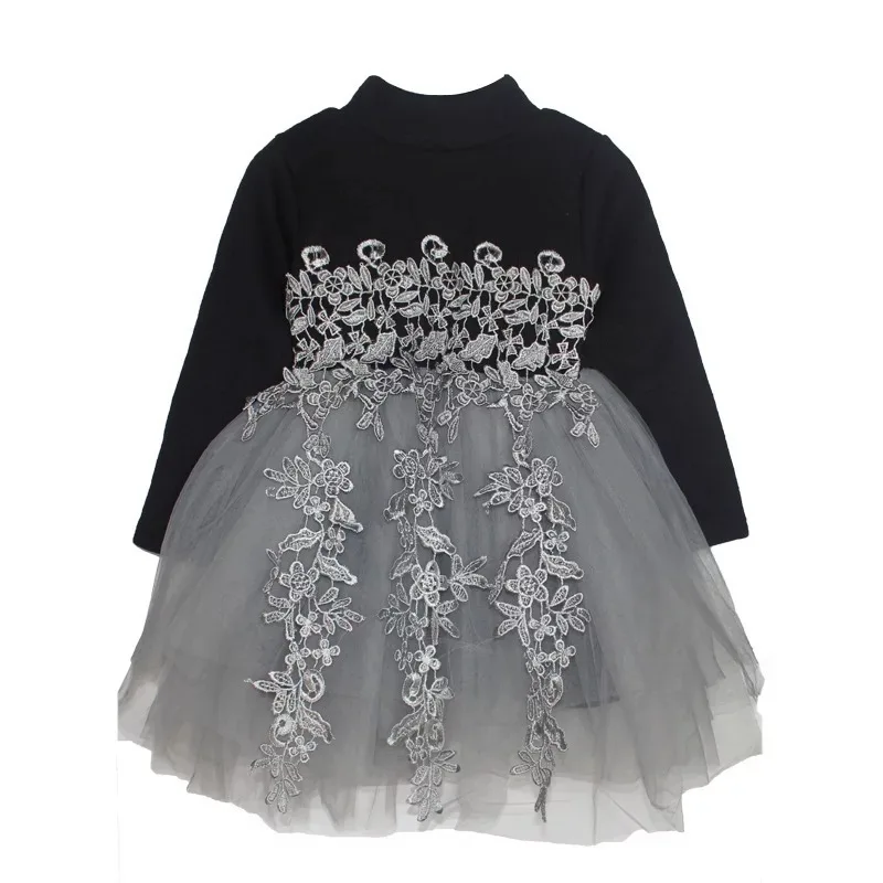 Платье для маленьких девочек; Осень-зима г.; платье с длинными рукавами для девочек; Детские праздничные платья для девочек; платье принцессы; одежда для детей - Цвет: Black