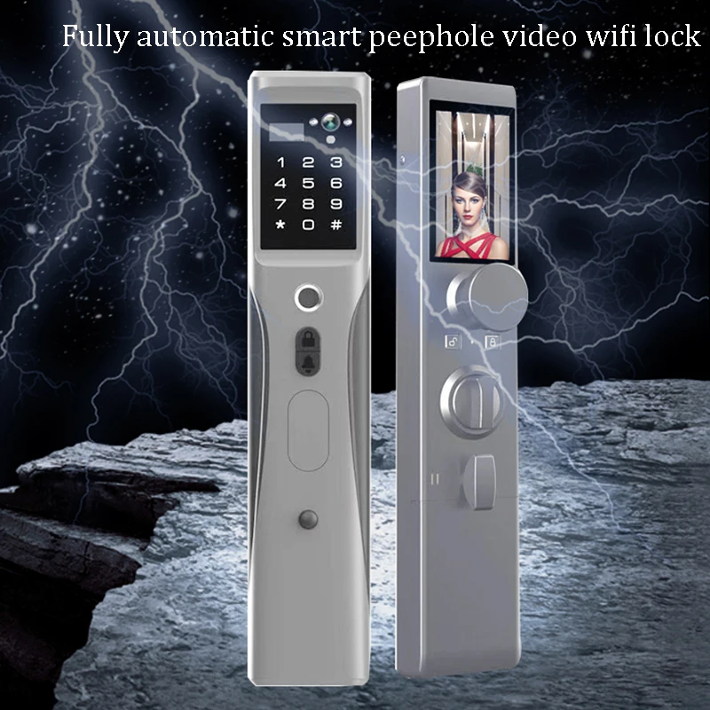 IL5 Smart Automatic Peephole Video WIFI Cloud Lock Fingerprint Password Remote Control Key APP Unlock Door Viewer Bell Camera