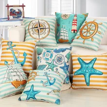 Belle Océan Style Coton Lin Housses de Coussin pour Canapé Décor À La Maison enfant Bébé Chambre D’ancrage Starfish Taie d’oreiller Couverture Fille Garçon Cadeau