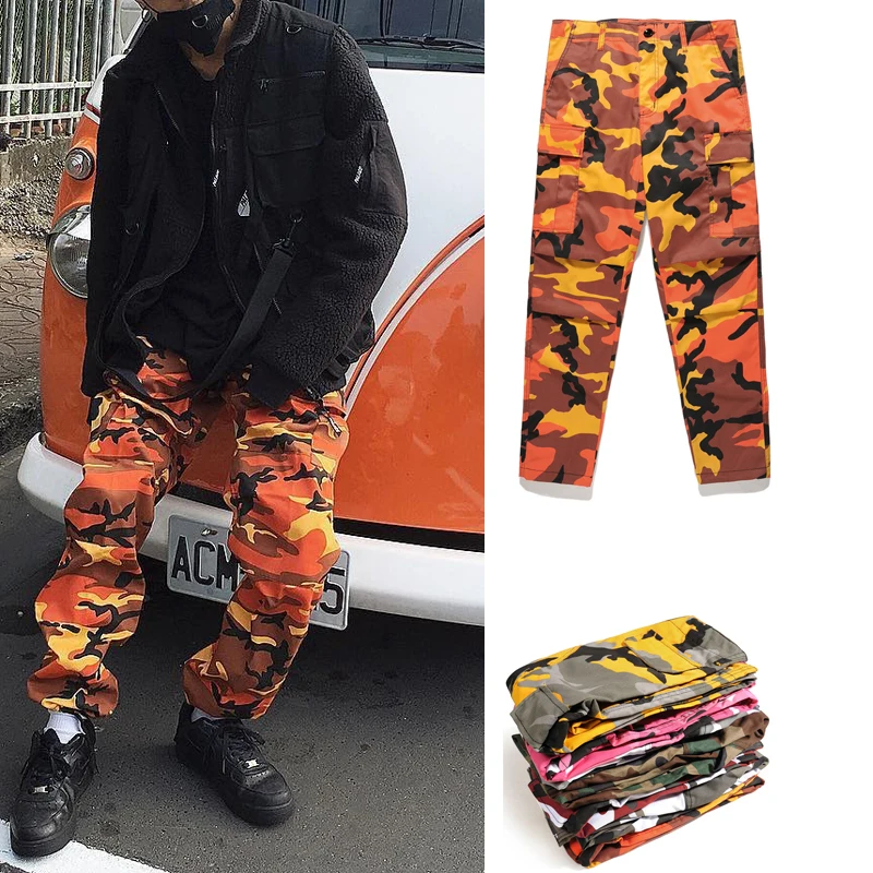 

2017 high quality camouflage Men Pants Full Length Pants Trousers high street wear cool man fashion hip hop Loose cargo pants