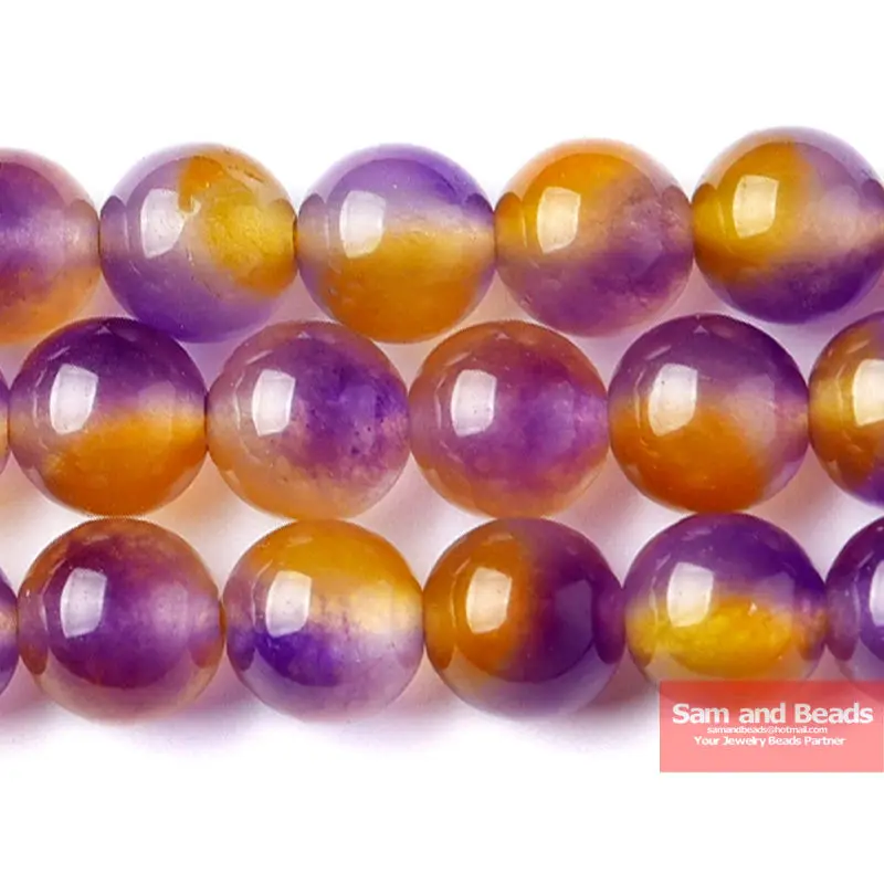 Круглые фиолетовые желтые бусины из халцедона для самостоятельного изготовления ювелирных изделий браслет ожерелье 4 6 8 10 12 мм нить 1" pyJB01