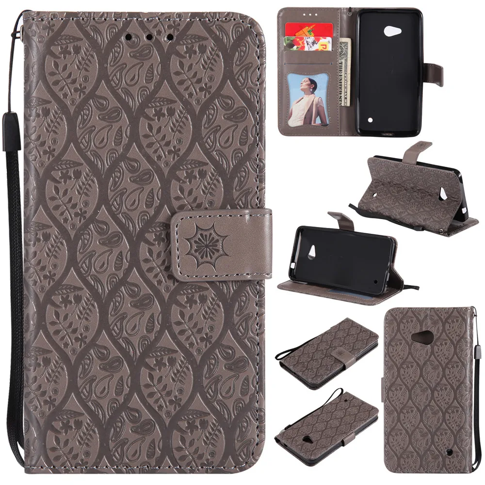 

3D Embossed Rattan Flowers Flip Case For Nokia Lumia 640 PU Leather Silicon Luxury Wallet Holster Cover For Nokia Lumia 640 Case