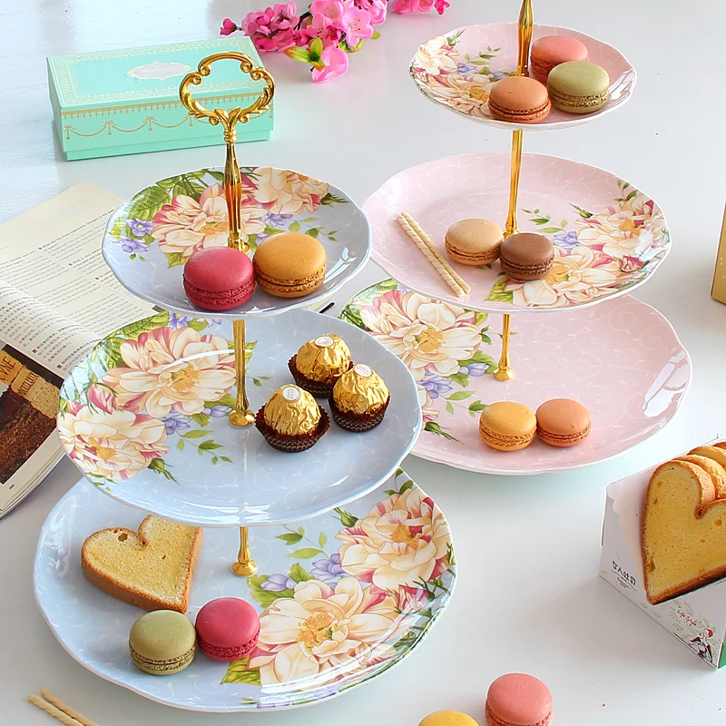 Buy 3 layers ceramic bone china cake stand dessert
