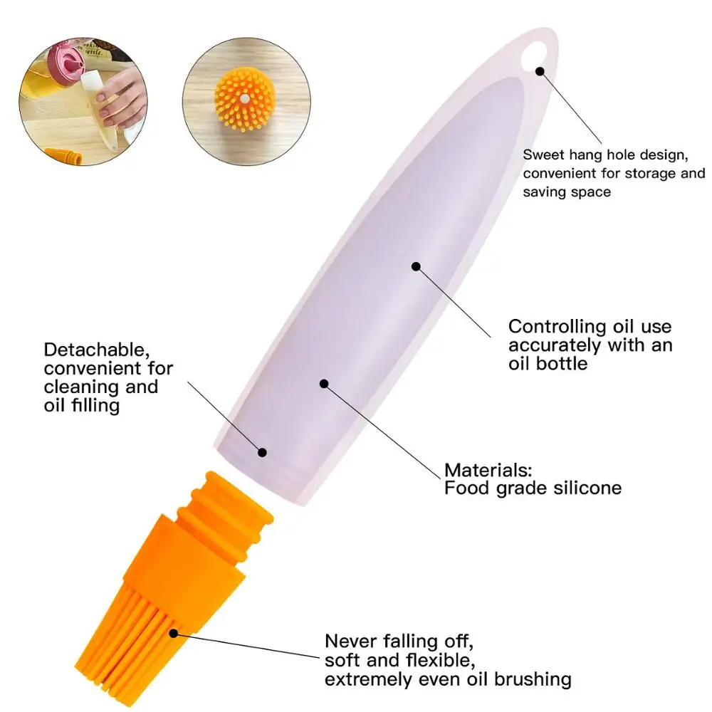 3 шт. Силиконовое Масло Хлеб кисточка для выпечки жидкое масло ручка Кисть для смазывания выпечки цвет отправляется в случайном порядке