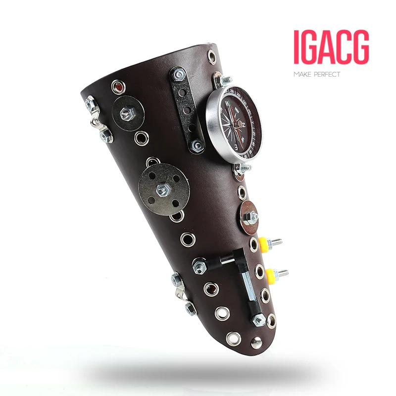 IGACG PU Vintage Steampunk Armband Long Steam Punk Bracelet With Gear Music Props Gauntlet Accessories | Тематическая одежда и