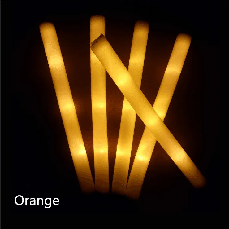 10 шт. красочные блестящие губчатые палочки светящаяся палочка светодиодная палочка из вспененного материала палочки для еды вечерние мигающие светящиеся палочки светильник палочки - Цвет: Orange