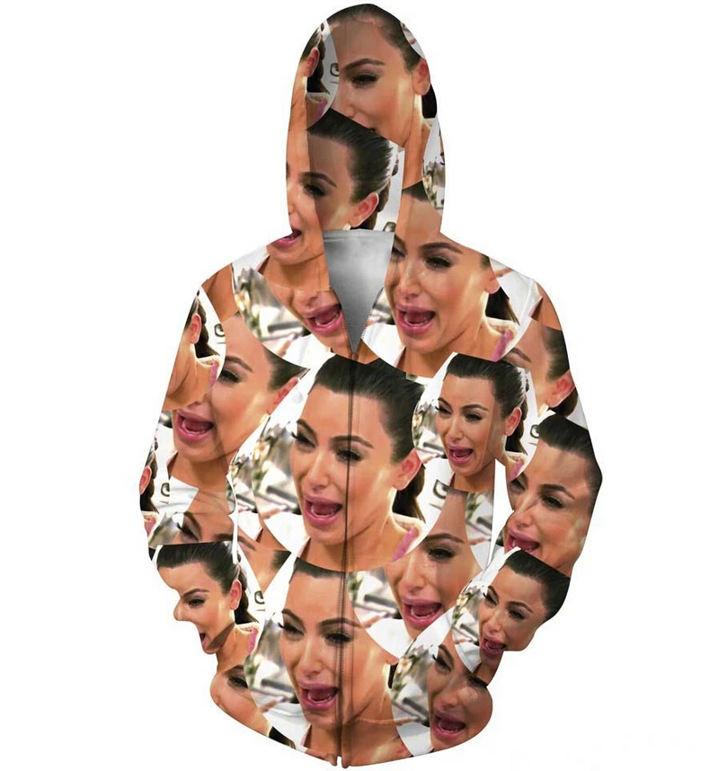 Плач Ким на молнии Толстовка ТВ звезда Ким Кардашьян уродливая Криер Ким К 3d толстовки для женщин и мужчин пальто свитшоты