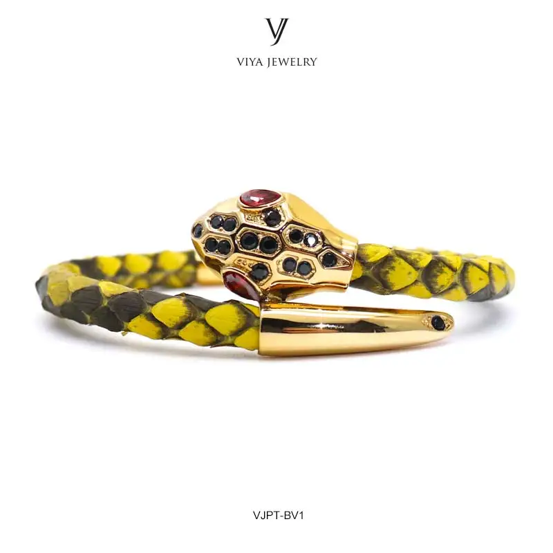 VJPT-BV1---Python leather snake bracelet ,fashion snake head Python leather bracelet,charms snake bracelet women men (7)