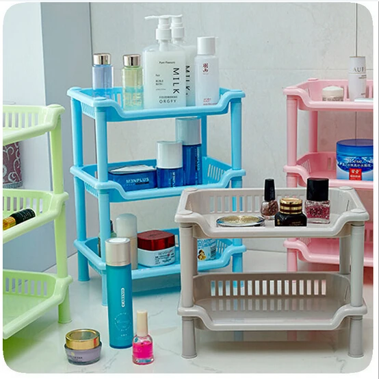 Free shipping Creative desktop storage rack three layers of plastic to