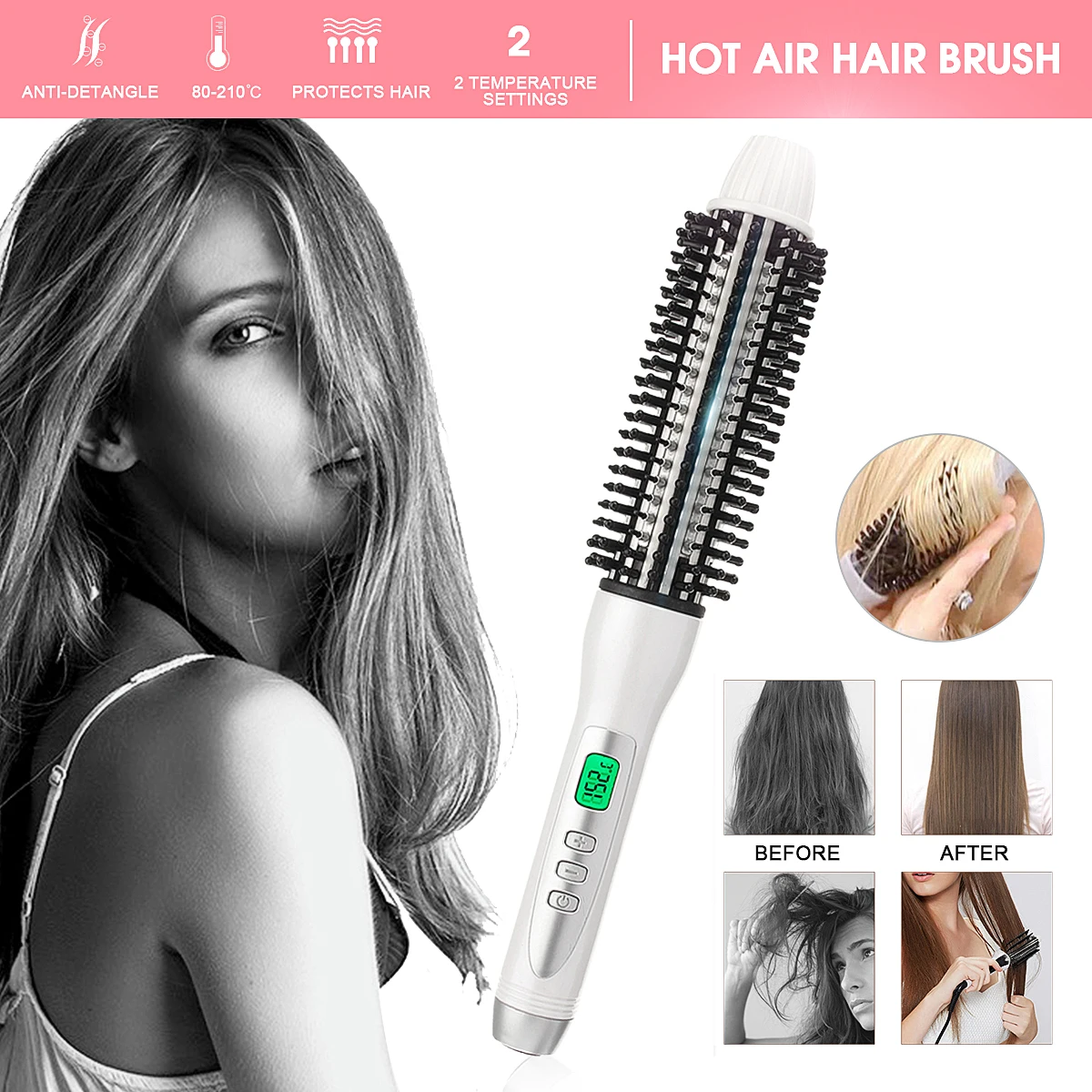 

LCD Display Hair Curling Wand Curler Iron Ceramic Anion Hair Curler Deep Hot Air Brush Heating Roller Styler Hair Care Tools