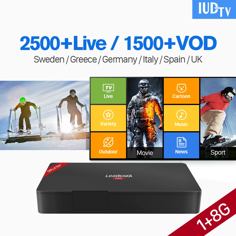 

Leadcool Pro IPTV Box RK3229 1G 8G Android 8.1 with IUDTV IPTV subscription IPTV Italia Sweden Arabic Poland Spain UK Turkey