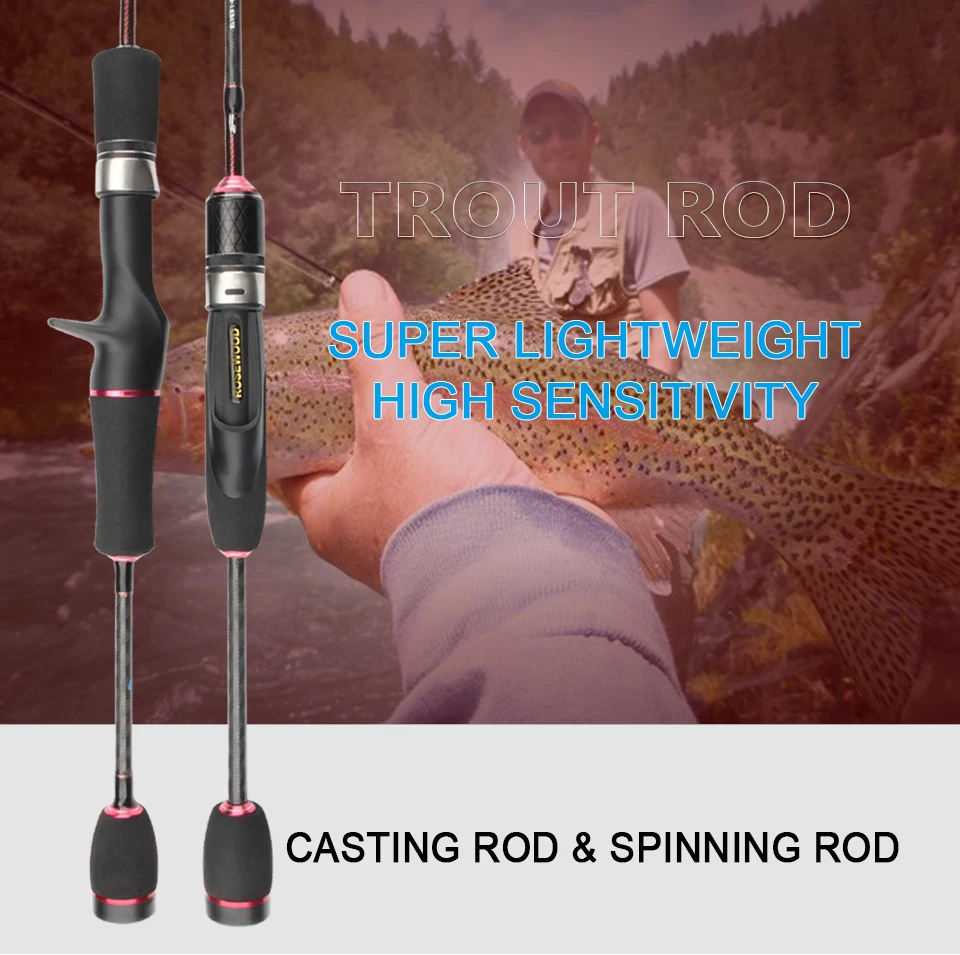 RoseWood 1.8m Travel Ultra Light Trout Rod, Fast Action Ul Fishing Rods Lure Weight 0.8-5g 0.5-4g For Fishing Trout Bass  (1)