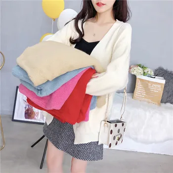 

HAYBLST Brand Women Cardigans Autumn Thickening Fashion Casual Knitting Coat Clothing Korean Style Kawaii Loose Womens Sweater