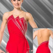 Кристалл пользовательские фигурное катание dress девушки горячие продажи девушки ice skating dress красный пользовательские фигурное катание dress