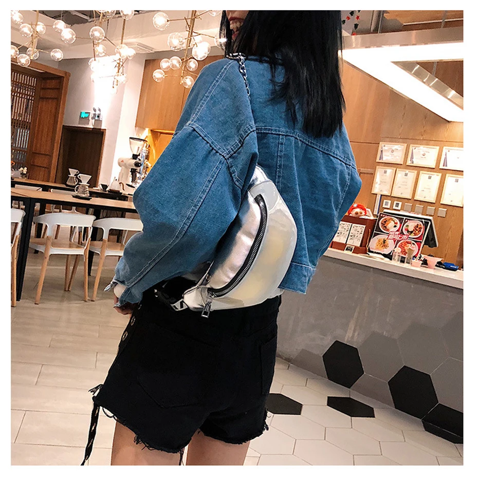 Summer Transparent Fanny Packs For Women Chain Waist Packs Ladies Small Belt Bags Female Chest Bag Travel Waist Pack