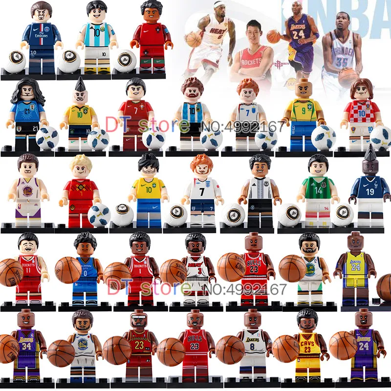 

Single sale Basketball Football SuperStar Kobe Wade Curry James Messi Ronaldo Neymar Building Block Children Gift Toys BR243