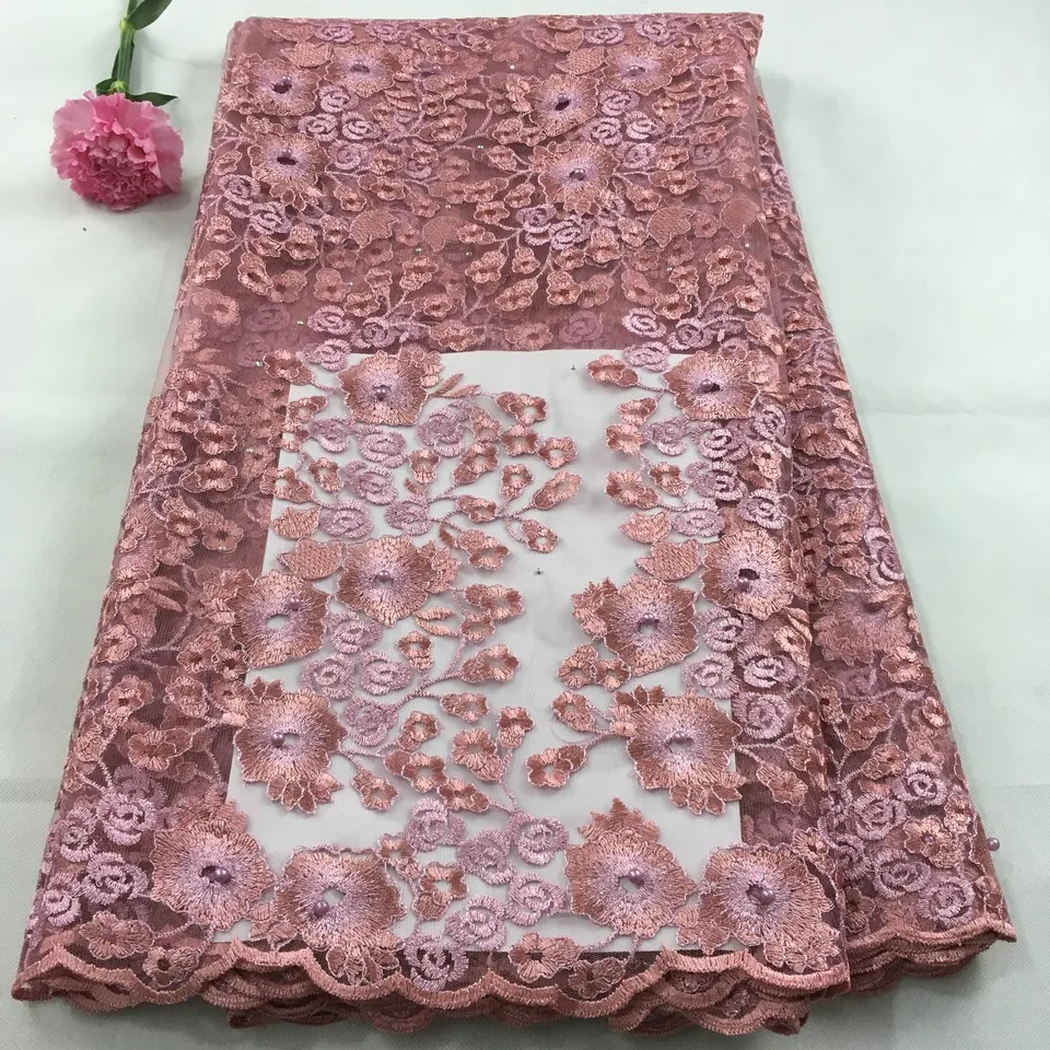 

pink red african lace Embroidery african cord lace 2019 swiss voile switzerland french nigerian lace fabrics high quality Hx10B