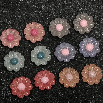 

New style 50pcs/lot 19mm glitter decoration sunflower shape flatback flowers diy jewelry earring/garment pendant accessory
