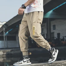 Хаки брюки карго для мужчин с множеством костюм с карманами брюки корейские мужские s шаровары размера плюс карго джоггеры хип-хоп Уличная одежда