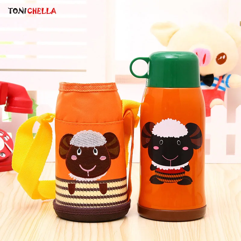 Animal Baby Vacuum Flasks With Silicone Straw Stainless Steel Infants