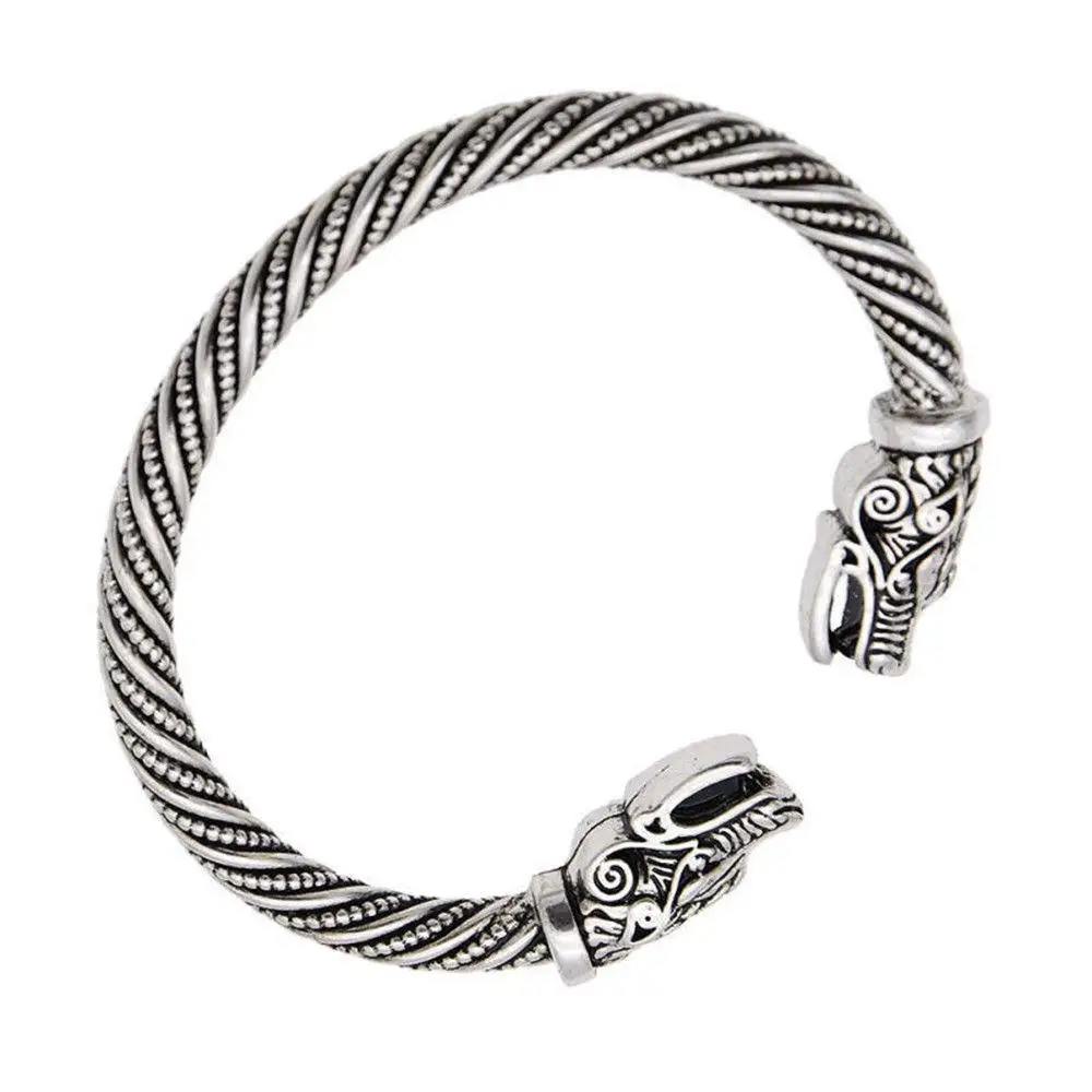 Ancient silver Мужские волчьи головы браслеты викингов индийские ювелирные изделия Модные аксессуары женский Браслет-манжета ювелирные изделия Винтаж Ретро классика - Окраска металла: Ancient silver