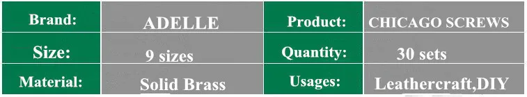 9 размеров CHICAGO шурупы шпилька плоская твердая латунная застежка для Страховочная привязь с ремнем украшения для ногтей Кожа ремесло 30 компл./лот
