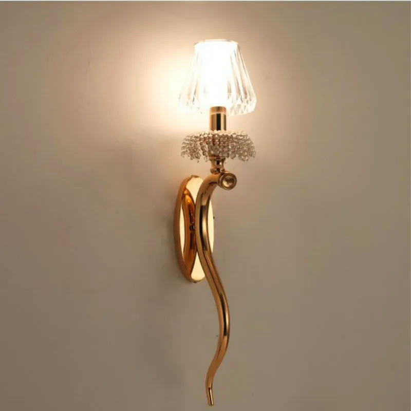 

Classic European Gold Metal Crystal E14 Wall Lamp For Living Room Corridor Entrance Bathroom Deco Light H 67cm 80-265v 1338