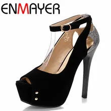 ENMAYER Big Size 34-43 Open Toe Platform Sandals Fashion Women High Heels Summer Shoes 2014 New Ladies wedding pumps цена ENMAYER Big Size 34-43 Open Toe Platform Sandals Fashion Women High Heels Summer Shoes 2014 New Ladies wedding pumps цены онлайн