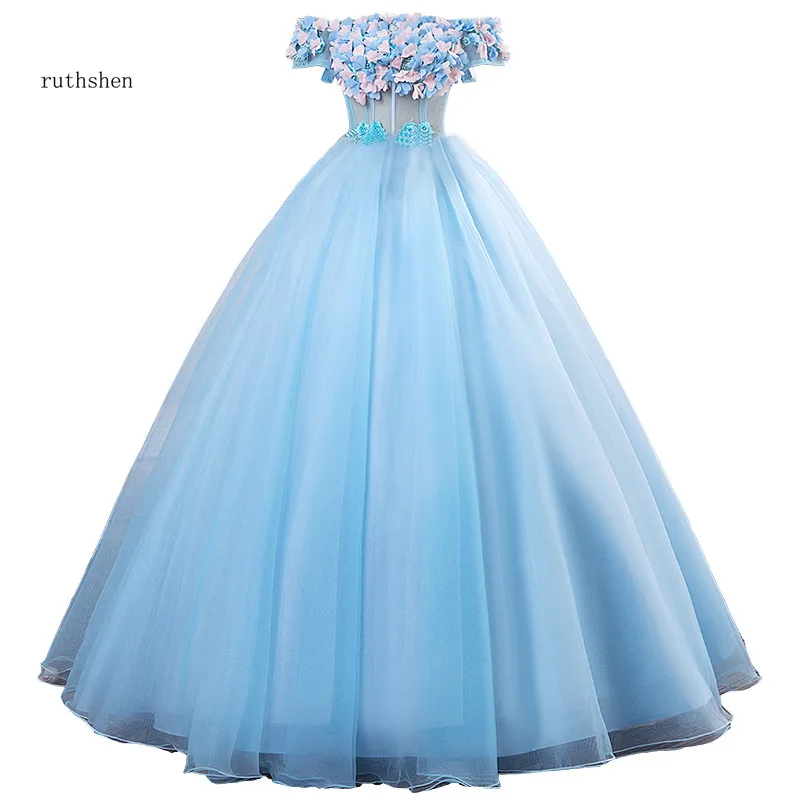 quinceanera dresses light blue puffy