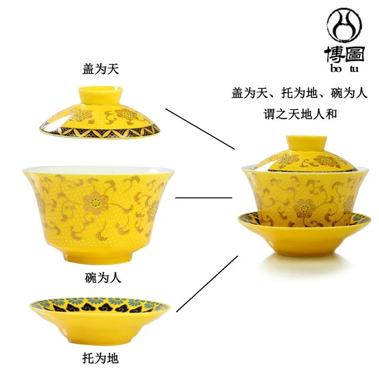 Китайский чайный сервиз Gaiwan фарфор, традиционный Античный Чайный набор кунг-фу Tureen керамическая чашка для свадебного чая, Gongfu Gaiwan 200 мл