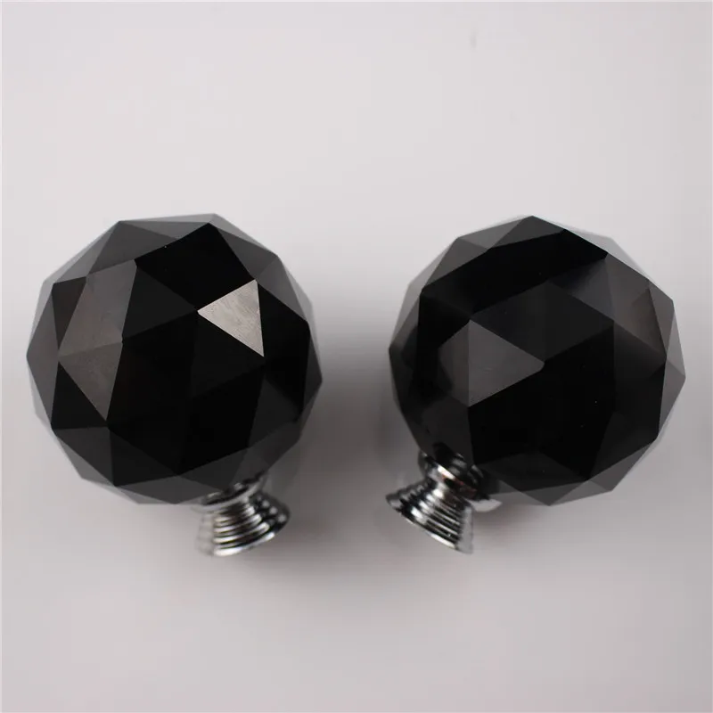 Free shipping 2pcs/lot 60mm black color crystal knob Crystal