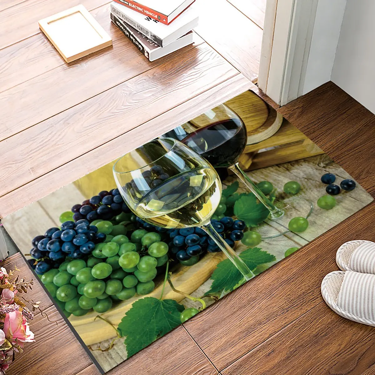 Grape Wine Glass Still Life Door Mats Kitchen Floor Bath Entrance Rug