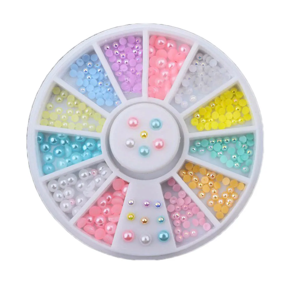 

1 Box! Candy Color Pearl Gemstone Acrylic Manicure Nail Art Decoration