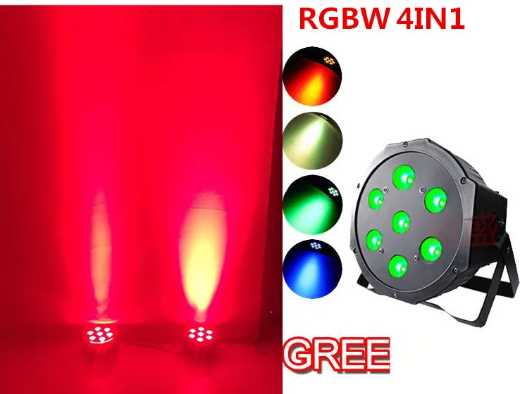 

LED Par 7x12W RGBW 4in1 LED Luxury DMX 8 Channels Led Flat Par dj dmx stage effects Lights 2pcs/lot